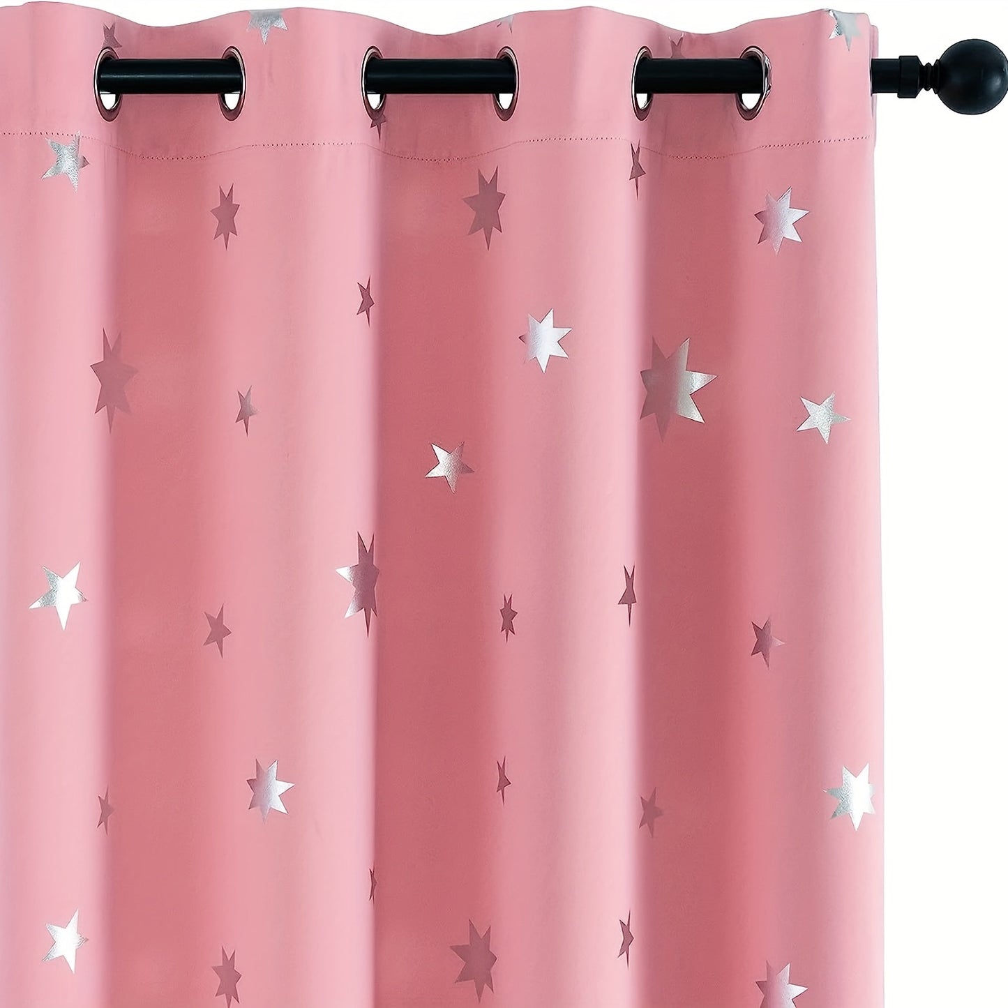 Blackout curtains with star foil print for bedroom, thermal insulated and room darkening.