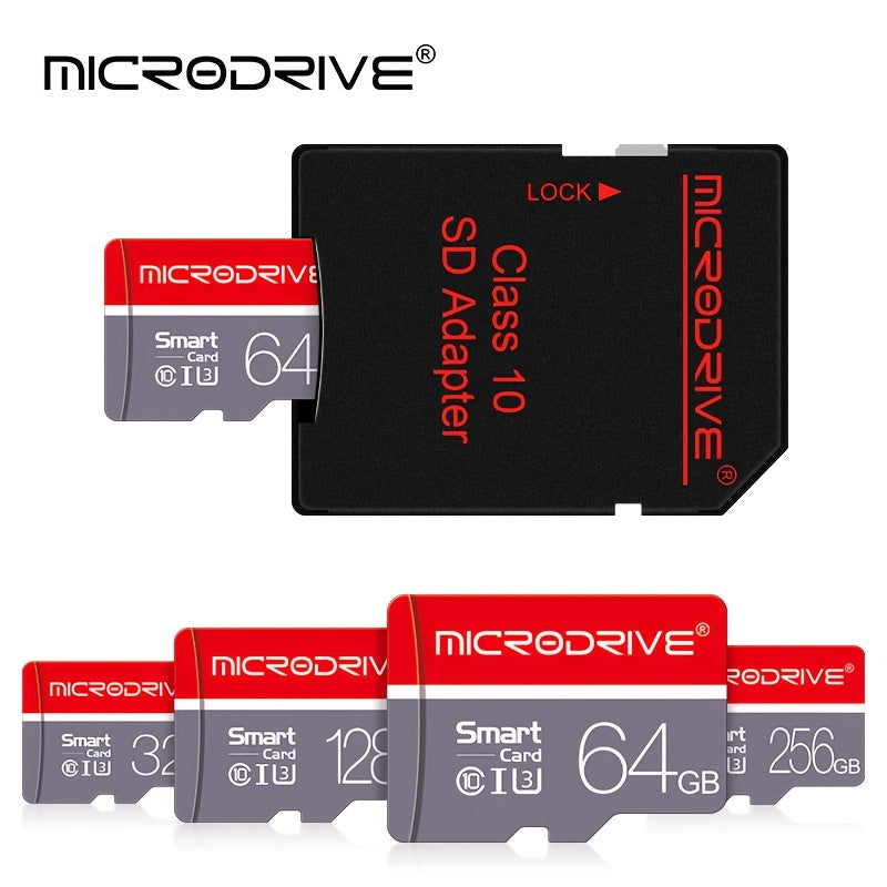 MICRODRIVE 128GB Class 10 U3 UHS-I TF SD Memory Card with USB Card Reader Adapter.