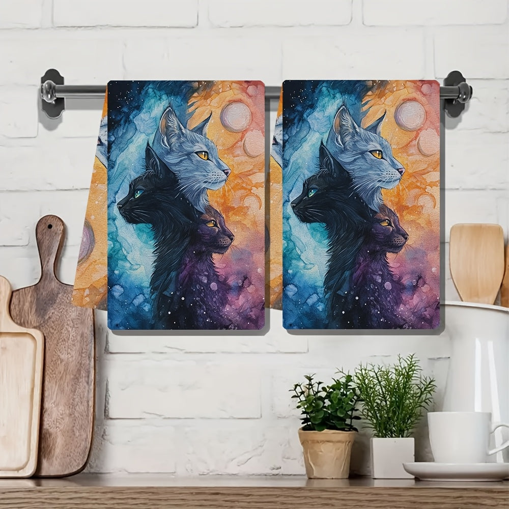 2 pieces of luxurious Thunderclan Pride kitchen towels, ultra soft and highly absorbent for holiday decor. Machine washable and measuring 16x24 inches in size. Model number: 2KYSYS1218704