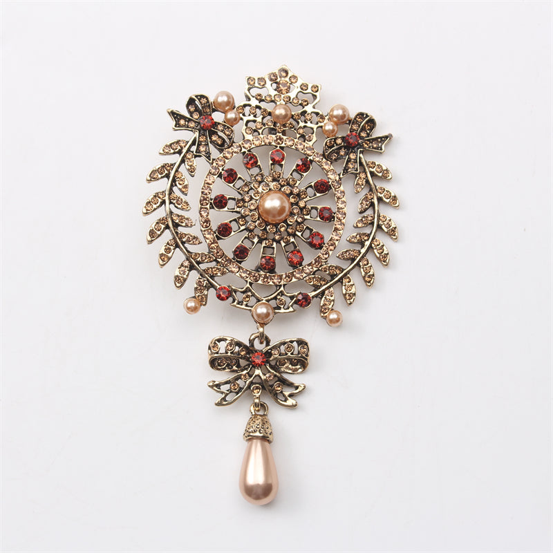 Zarif Rhinestone Brooch Pin - Barokko Qush dizayni bilan, notekis shaklda, Emal materialidan tayyorlangan, noyob bo'sh gullar mavzusi, retro Xitoy uslubidagi palto aksessuari