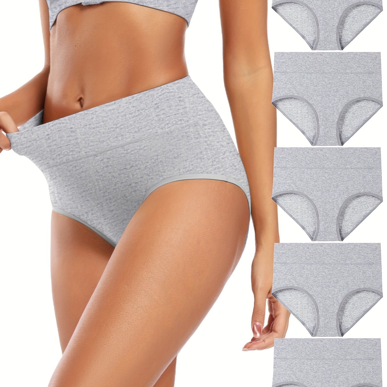 Set of 5 women's high-waisted triangle panties