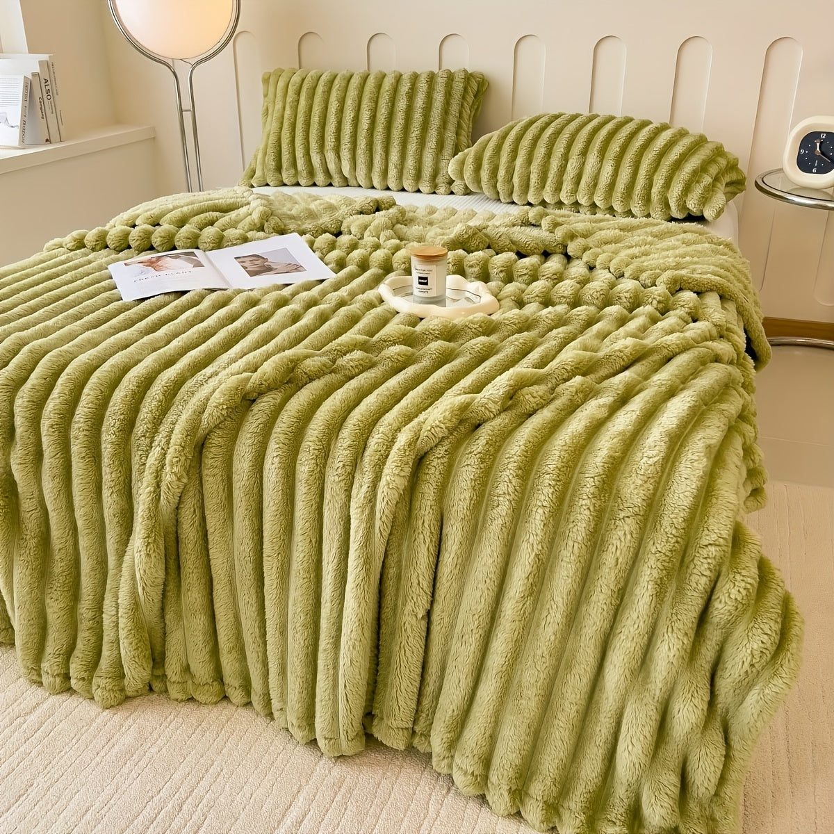 Soft and cozy striped throw blanket with ultra-plush feel - perfect for the bed, couch, or your furry friend - Ideal for all-season comfort and extra warmth during the winter months.