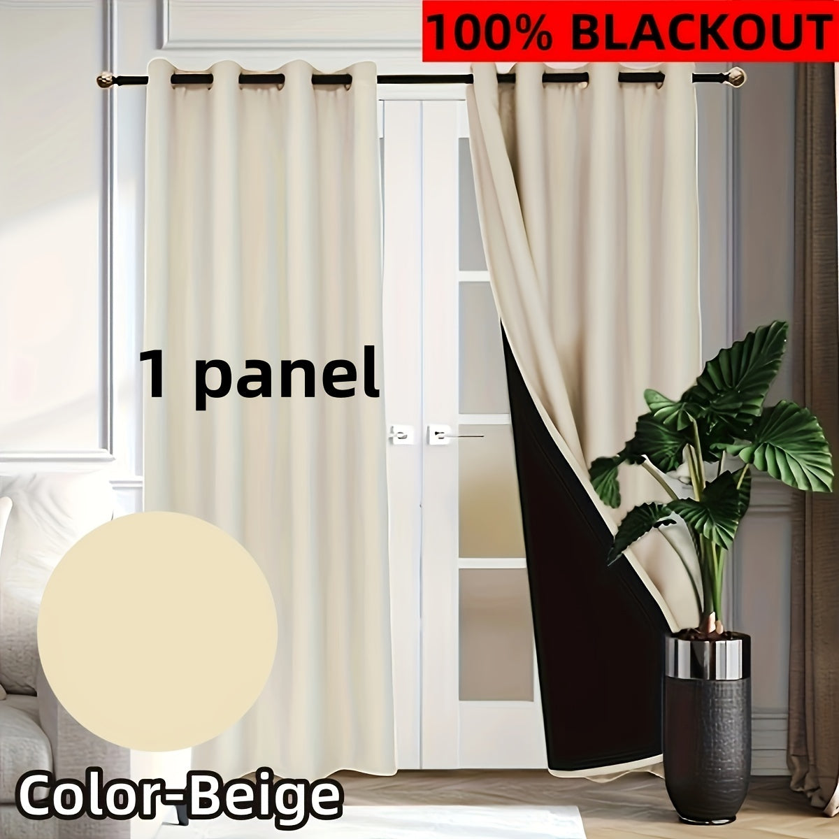 Classic Thermal Insulated Blackout Drapery Panel with Grommet Top - Made from 100% Plain Weave Polyester Fabric, Perfect for Bedroom and Various Rooms. Hand-Washable for Privacy and Energy Efficiency.