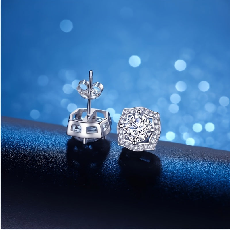 3-piece set of high-quality jewelry from Gems Lady, featuring a 2-carat Moissanite ring and two 1-carat Moissanite ear studs. Made of hypoallergenic S925 sterling silver, this set comes in a gift box and is perfect for weddings, parties, and as a stylish