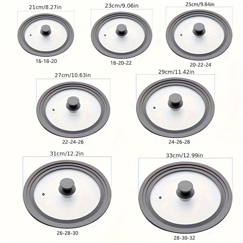 Silicone Universal Lid for Cookware - Fits 7" to 12" Pots, Pans, and Skillets, Heat Resistant Rim with Tempered Glass Cover, Ideal for Glass Top Stoves.