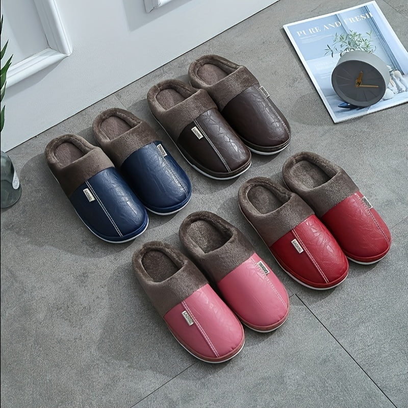 Men's cozy house slippers with anti-skid sole and fuzzy lining for indoor wear in autumn and winter.