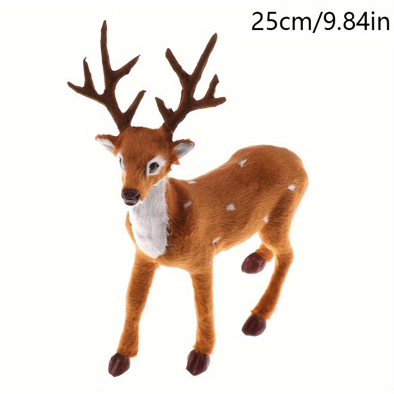 1 Festive Plush Reindeer for Christmas decoration, made of polyester and plastic, no power required. Perfect for home and kitchen holiday décor or as a New Year's ornament.