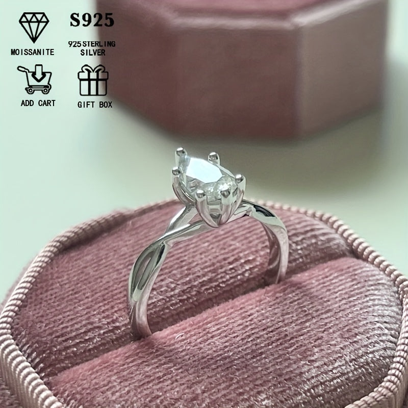 This stunning 1/2ct Pear-Shaped Moissanite Ring is perfect for women who appreciate elegance. Crafted from hypoallergenic S925 Sterling Silver with a twisted six-prong setting, it makes a wonderful anniversary gift or party accessory. Presented in an