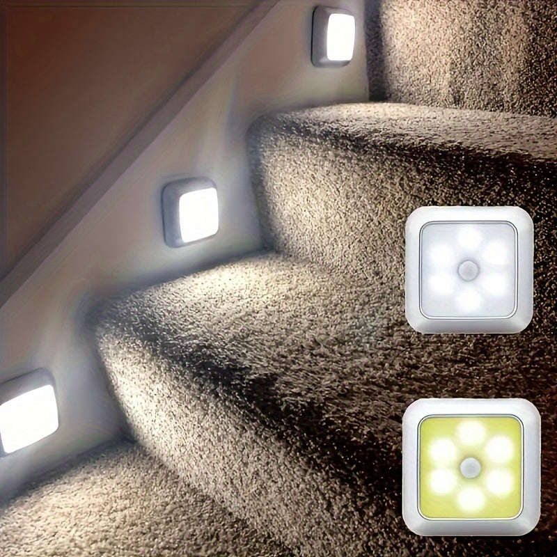 3 LED motion sensor night lights for indoor decoration in ladder bedroom, corridor, and staircase.