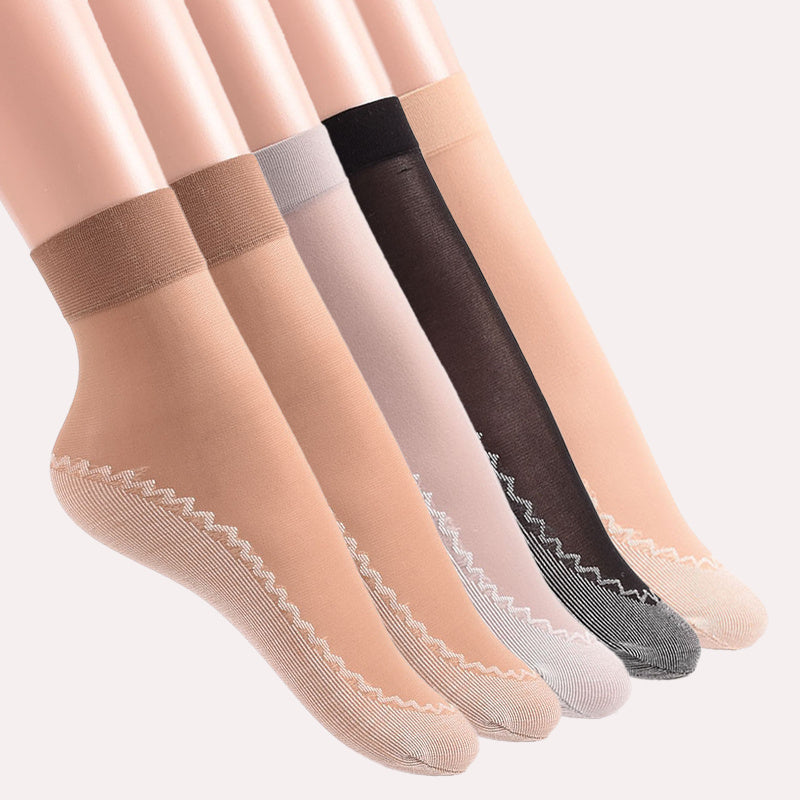 5 sets of lace mesh socks, thin, breathable, anti-snag, non-slip, women's stockings & hosiery.