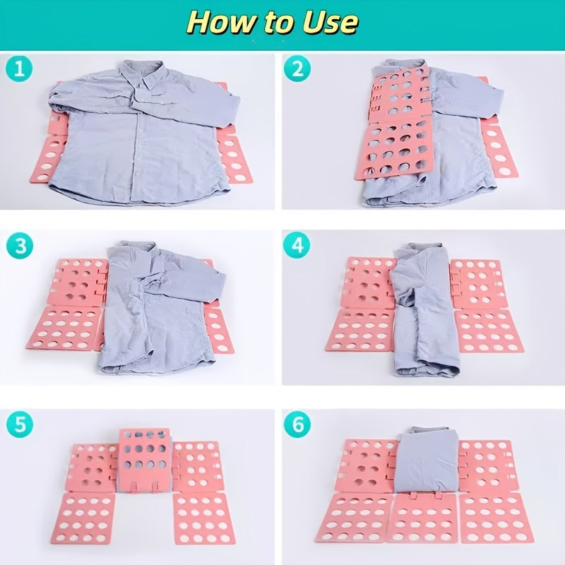 Adult Shirt Folding Board, made from durable PP material, requires no power. This plastic T-shirt folder is perfect for home and travel use, providing a quick and easy way to organize clothes.