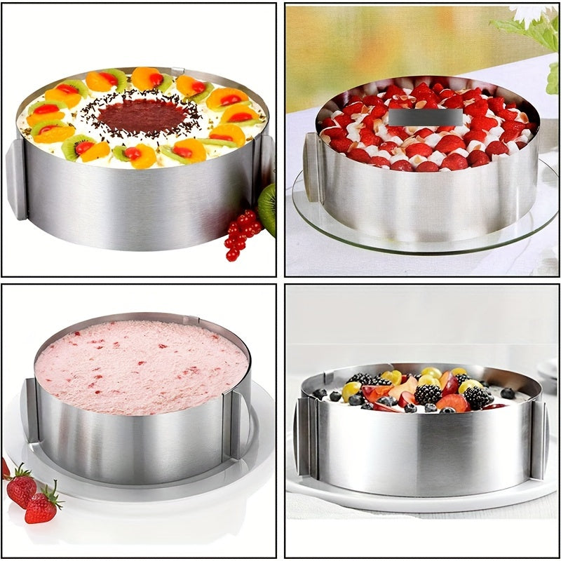 Set of 5 Stainless Steel Cake Molds with Adjustable Sizes, 15.24-30.48 cm, 5 Height Options - Ideal for Baking Cheesecakes, Round and Durable Molds with Non-Stick Interiors for Various Holidays - Valentine's Day, Halloween, Christmas, Easter