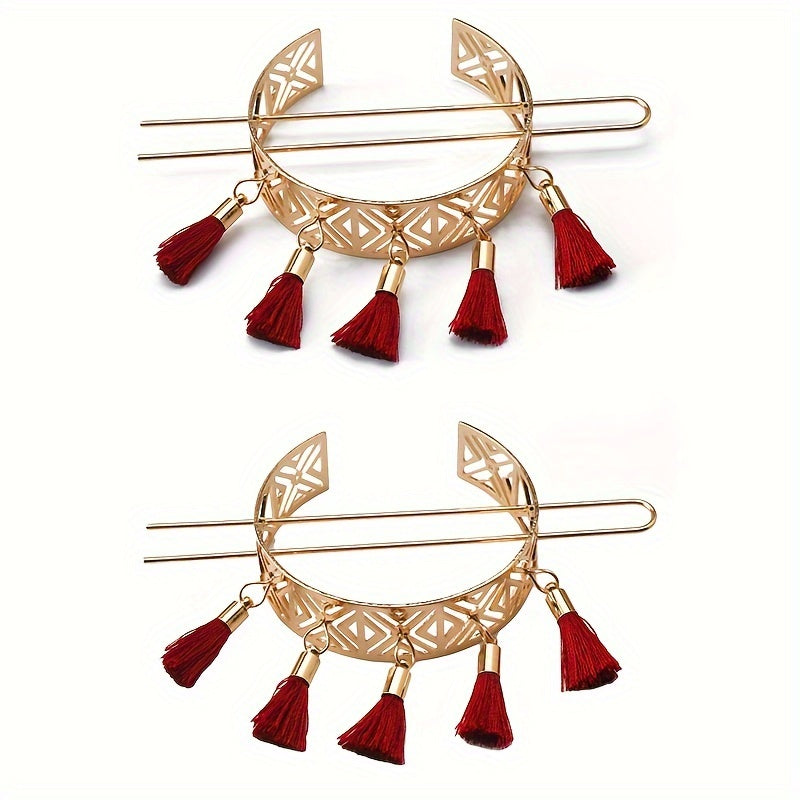 Set of 2 Floral Hollow Retro Hairpins in Chinese Style U-shaped Design, Perfect for Holding Double Buns, Hair Accessories Ideal for Women