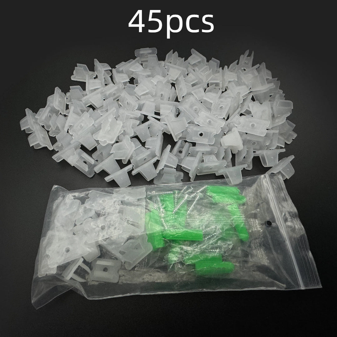 10/20/45pcs of 6mm LED strip fixing clips for securing neon strips, made of plastic.