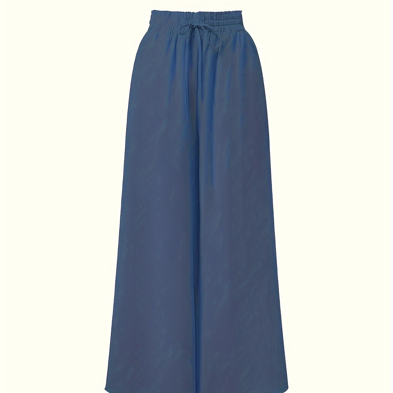 Spring/summer wide-leg pants with elastic waist and tie, for casual wear by women.