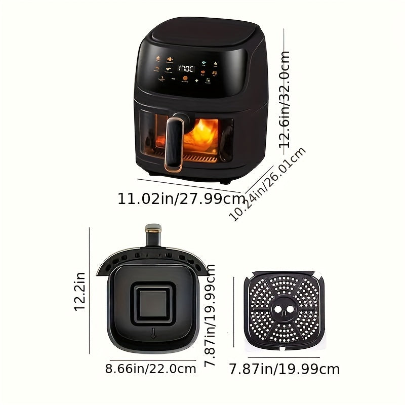 Large capacity 6L air fryer with smart cooking programs, touch control, and multifunctional electric oven for healthy cooking. 220V.