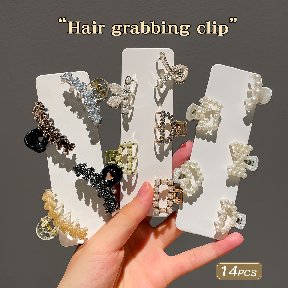 14 Elegant Faux Pearl Hair Claw Clips for Women, perfect for daily wear.