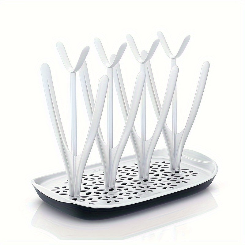 Compact Bottle Drying Rack - 8-Bottle Capacity for Bottles, Soothers, and Breast Pump Parts | Removable Drip Tray for Easy Cleaning | Dishwasher Safe with Convenient Bottle Storage