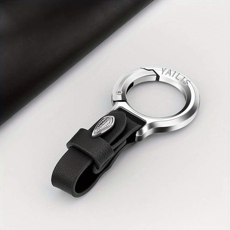 Metal keychain with keyring for car keys.