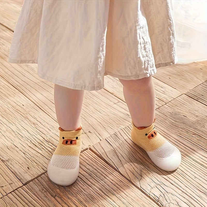 Adorable slip-on sock shoes for baby girls, perfect for indoor and outdoor use all year round. Comfortable and breathable with non-slip soles.