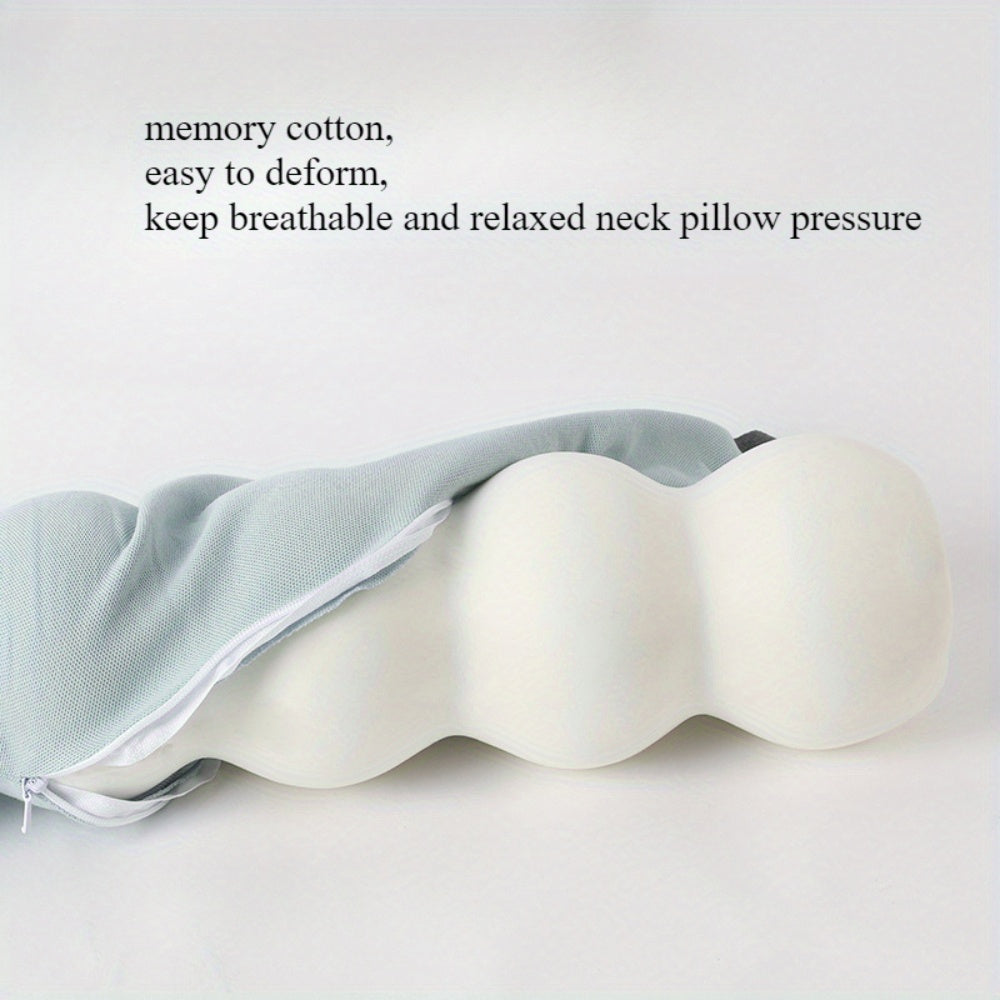 Soft Linen Covered Portable Memory Foam Neck Pillow - Perfect for Napping at the Office and Travel