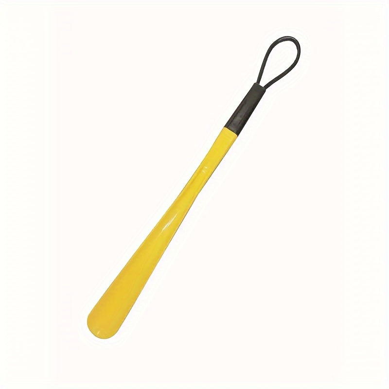 Extra long flexible plastic shoe horn with easy-grip spoon design, durable and lightweight. Available in red or black.