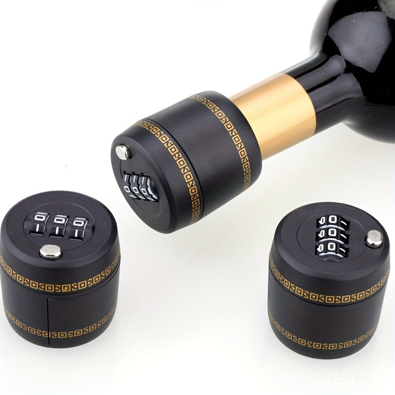 WeluvFit Secure Bottle Lock features a 3-digit combination cap, made of durable ABS plastic with a lever mechanism, in black and golden colors, suitable for standard bottles.