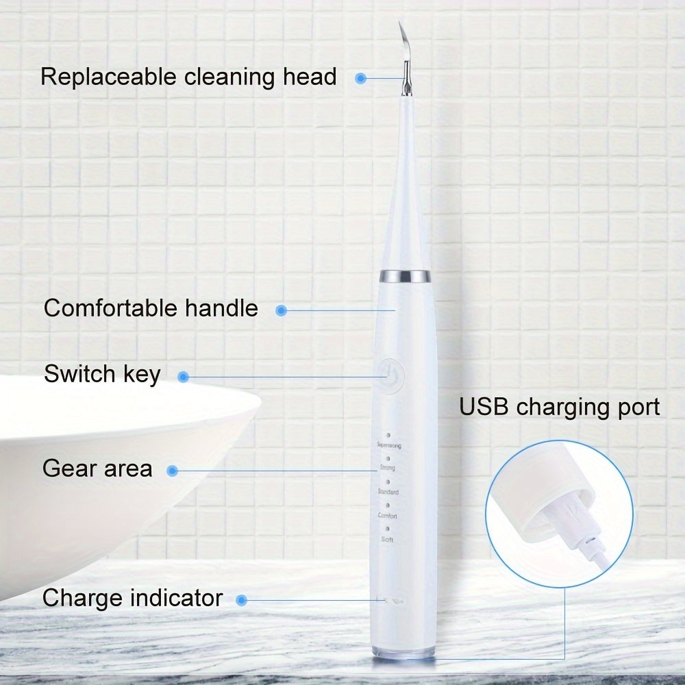 Portable six-in-one electric toothbrush kit with gentle brush head and teeth scaling beauty tool for easy use and personalized smile perfection.