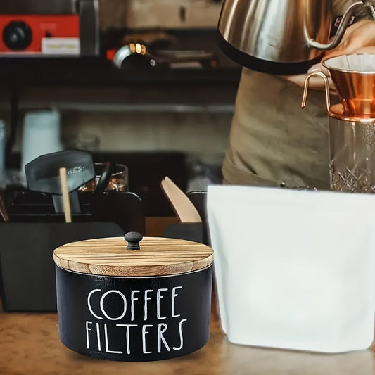 Handcrafted Wooden Coffee Filter Storage Box, Keeps Filters Tidy and Dry, Simple to Install, Brand: FARIDABIO, 1 piece