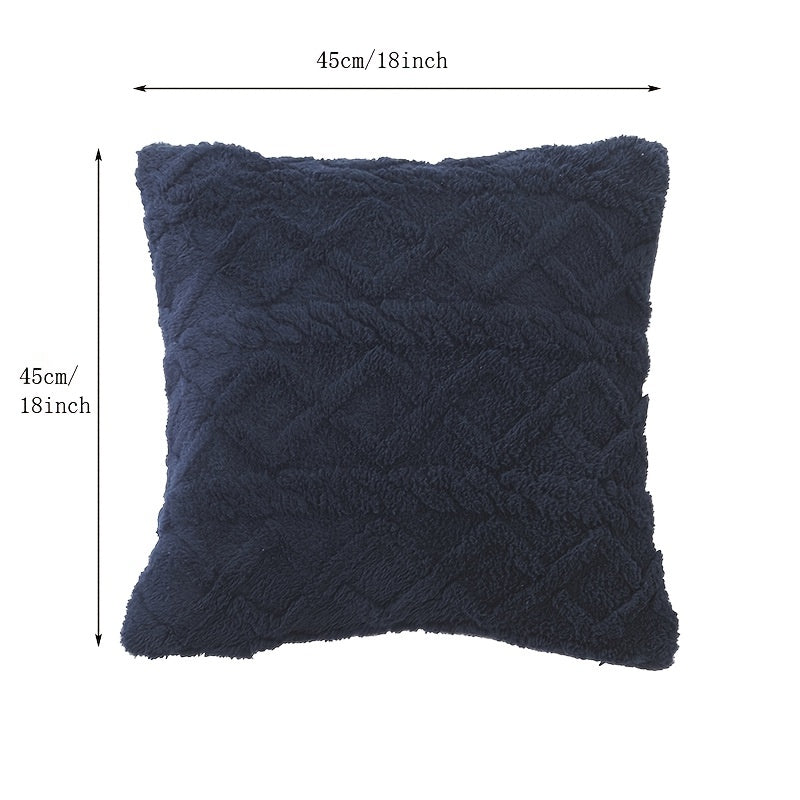 Jacquard Plush Geometric Decorative Pillowcase for living room sofa home decor. Soft, warm pillowcase with premium quality zipper. Does not include pillow core.