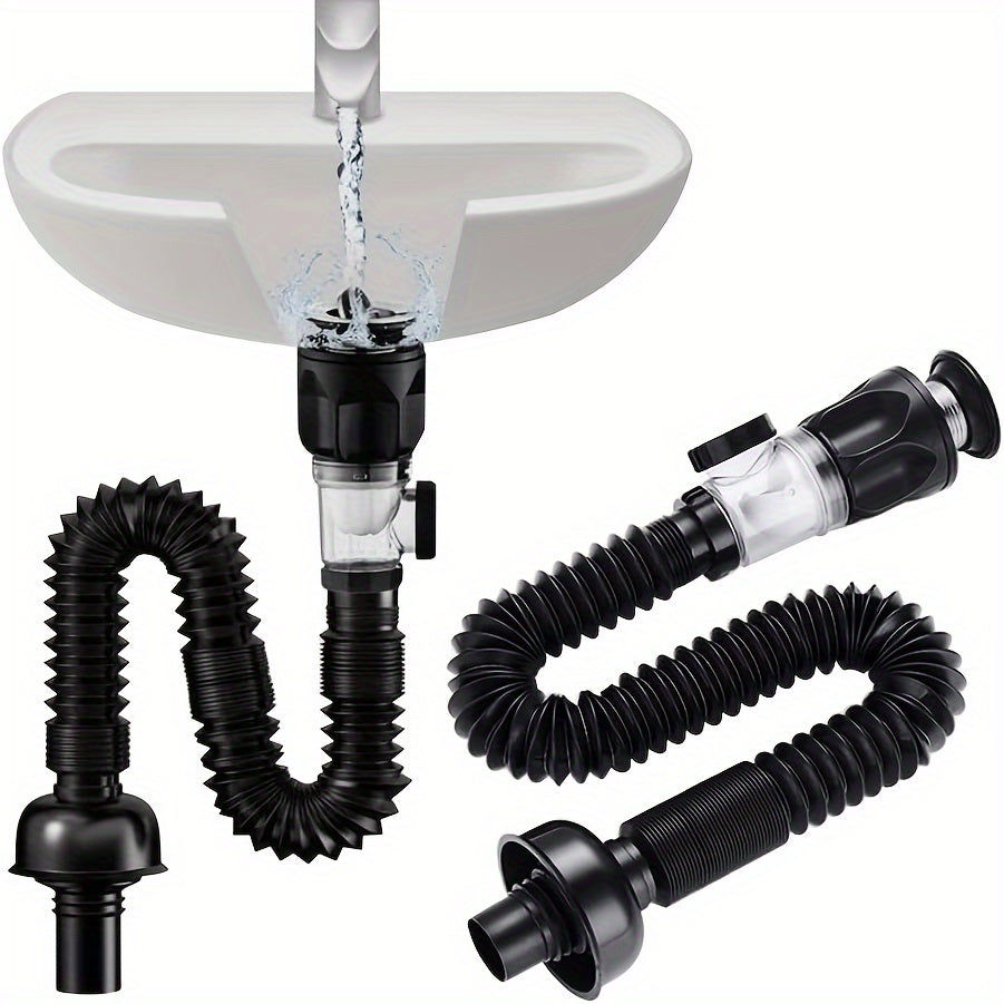 Metal P-Trap Sink Drain Kit with Expandable Design for 1-1/4" and 1-1/2" Drain Holes, Odor Prevention.