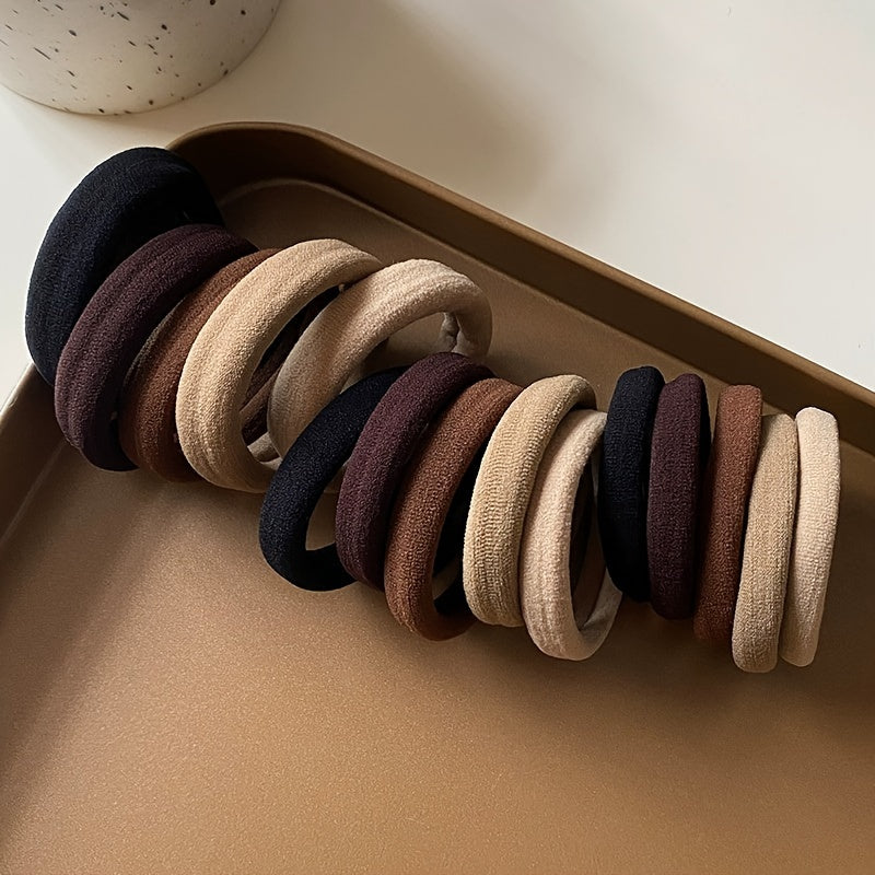 Solid color elastic hair rings in various quantities with anti-slip feature, suitable for daily use and holiday gifts.