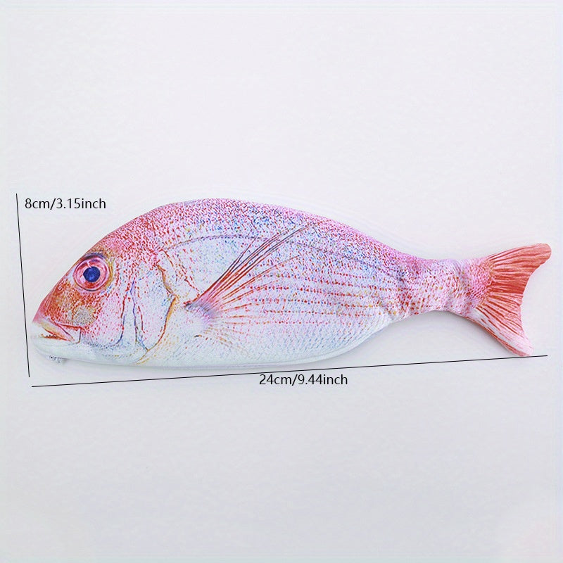 Simulated crucian pencil bag shaped like a salt fish with zipper, casual funny handbag gift.