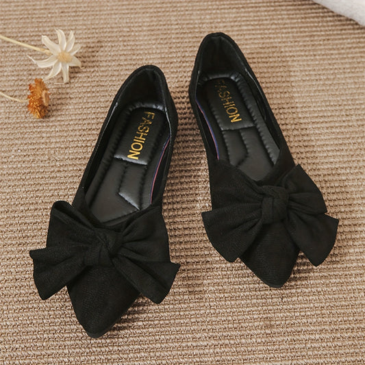 Women's Bowknot Decor Flat Slip-On Shoes, Lightweight and Comfortable.