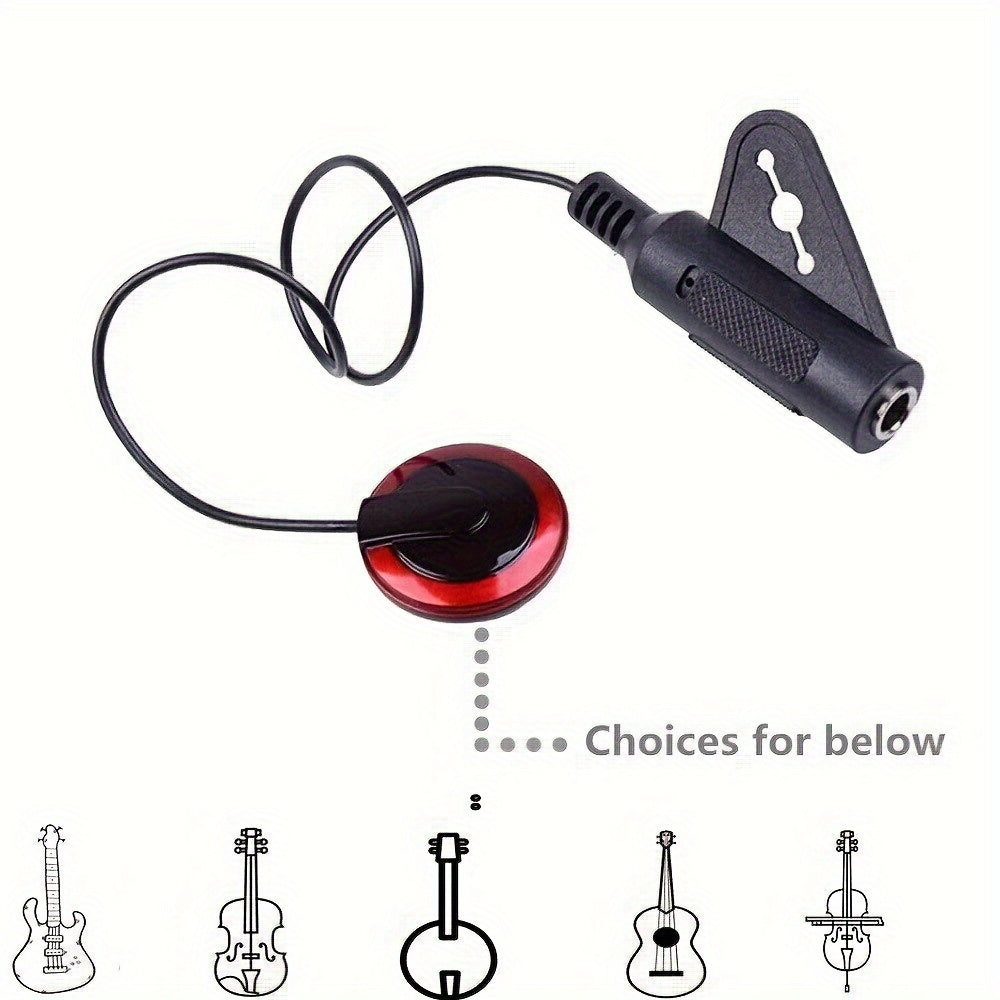 QiJiStar Professional Guitar Pickup with ABS material and Piezo contact, 6.35mm female plug for easy installation on acoustic guitar, ukulele, banjo, kalimba, harp. Suitable for room