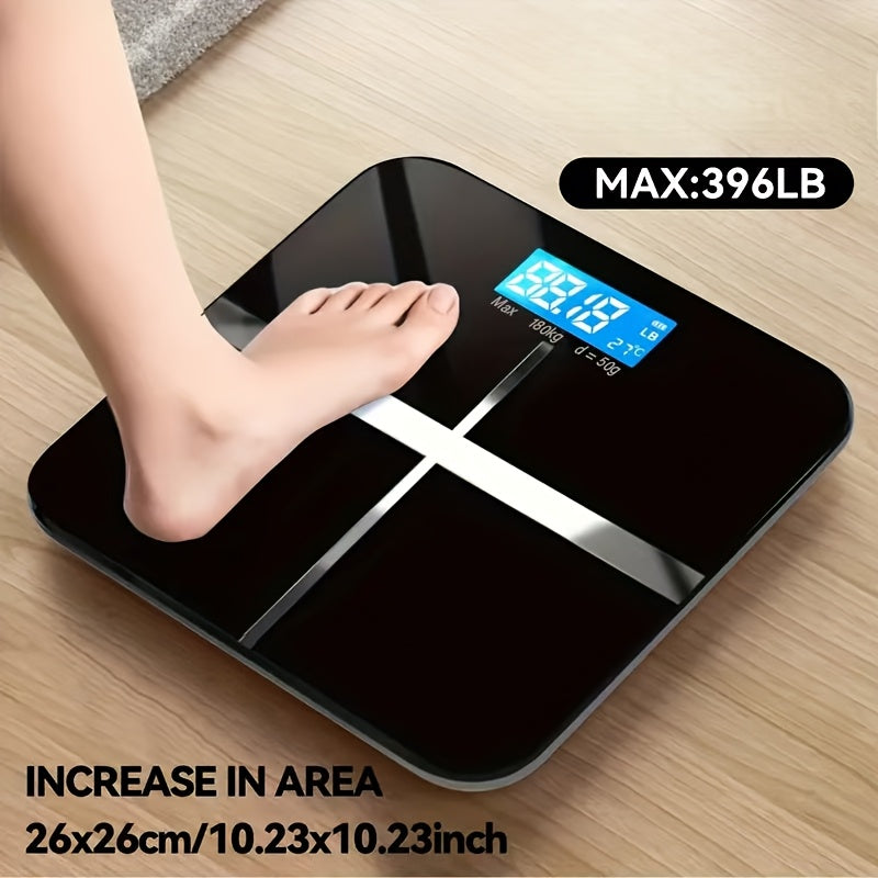 Improved electronic scale with wide platform, high capacity, accurate reading, easy-to-read display, and backlight. Can weigh up to 176.9 KG.