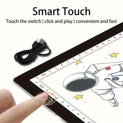 LED light pad for diamond painting with 3 brightness levels, USB cable, and 4 fasten clips. Great for sketching, animation, drawing, and diamond painting supplies.