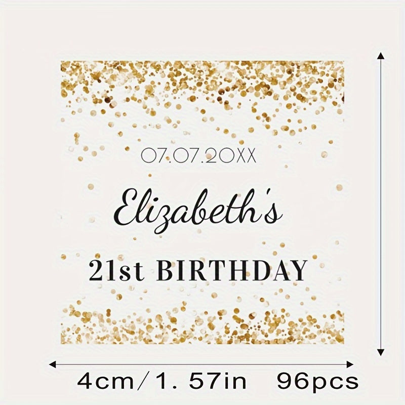 Customize your own Paper Square Labels - Personalized with Name & Date - Thank You Stickers perfect for Bridal Showers, Weddings, and Birthday Party Favors - Available in a Pack of XX.