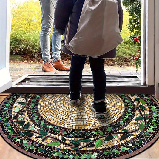 Vintage-Inspired Starry Sky & Ethnic Plant Vine Pattern Doormat - 1 Piece, Made of Durable, Anti-Fouling Polyester that is Hand Washable. Ideal for Entryways, Laundry Rooms, and Courtyards - Perfect Home Decor Choice for Christmas & New Year. Washable