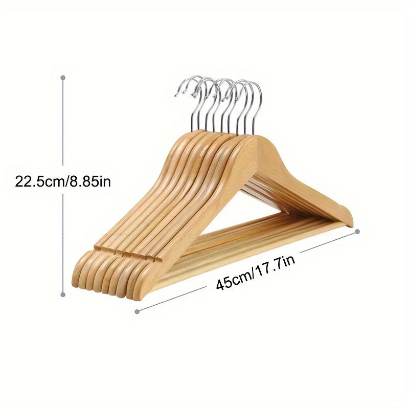 20 wooden hangers with non-slip pants drying rack feature, designed to hold heavy suits securely. Perfect for organizing clothes in your closet, bedroom, home, dorm or any living space. A must-have accessory for your bedroom.