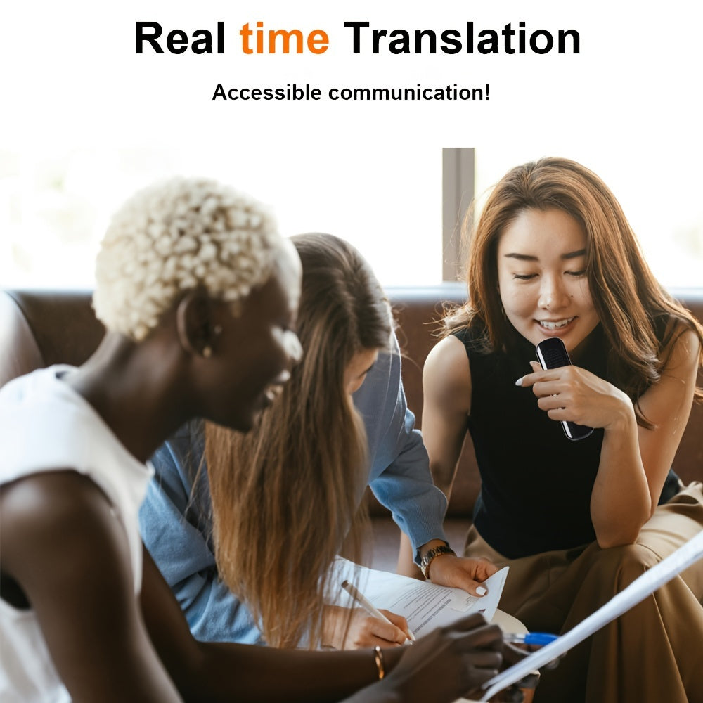 137-language instant translator, portable AI voice translation device with USB-C charging, wireless connection, and 400mAh battery, ideal for travel, business, and language learning.