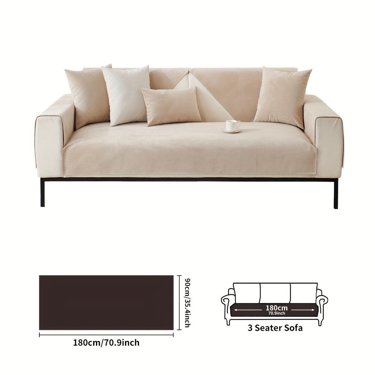 Waterproof sofa cover with non-slip design and pet-friendly material, suitable for all seasons and living room decor.