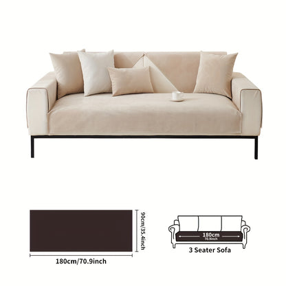 Waterproof sofa cover with non-slip design and pet-friendly material, suitable for all seasons and living room decor.