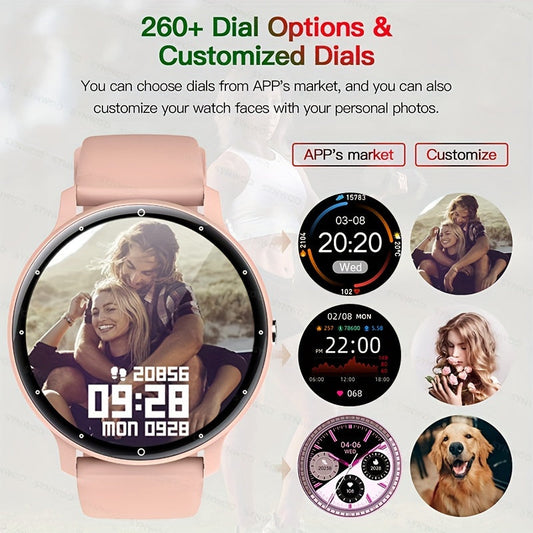 Stay connected with the Synwoo Smart Watch, designed for both men and women. This sleek watch features a 3.25cm full touch screen, digital display, and round dial. Stay active with the motion tracker and never miss a beat with the alarm clock, weather