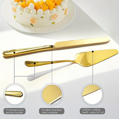 2-piece stainless steel cake serving set, perfect for birthdays, weddings, parties, and events.