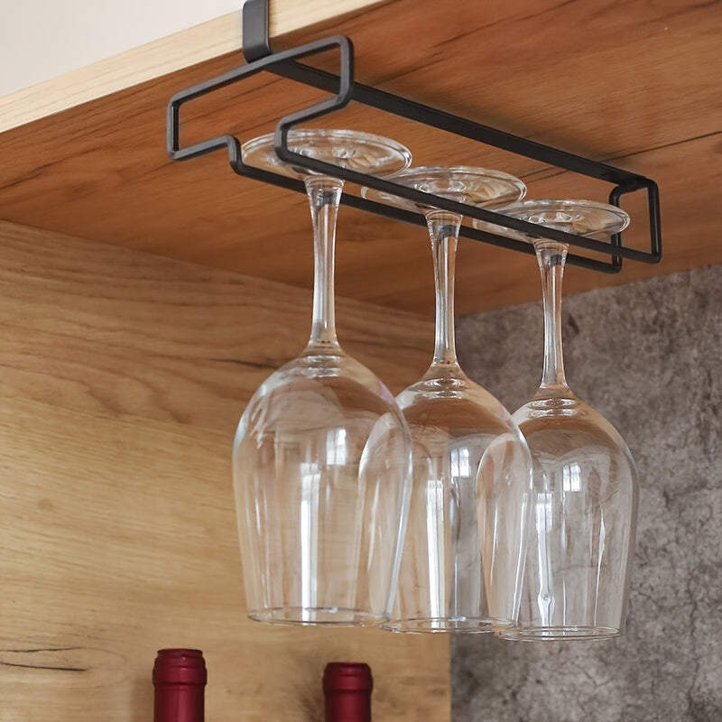 Metal Stemware Rack for 1 piece, Hanging Storage Organizer for Glassware under Cabinet, Modern Home Bar No-Drill Hanger