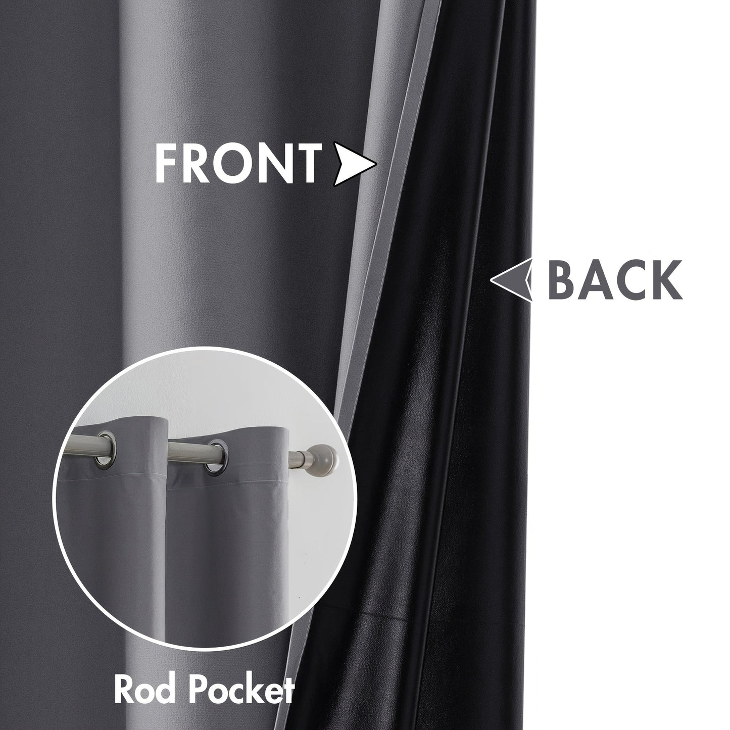 Modern Blackout Privacy Room Divider Curtain features UV protection and water-resistant polyester material with a grommet top for easy hanging. It is machine washable and suitable for all seasons, perfect for use in the living room or bedroom.