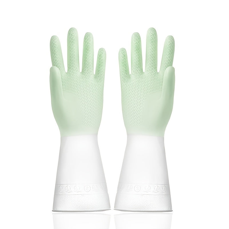 Premium waterproof kitchen dishwashing gloves designed for non-slip household tasks. These durable laundry gloves are essential cleaning supplies.