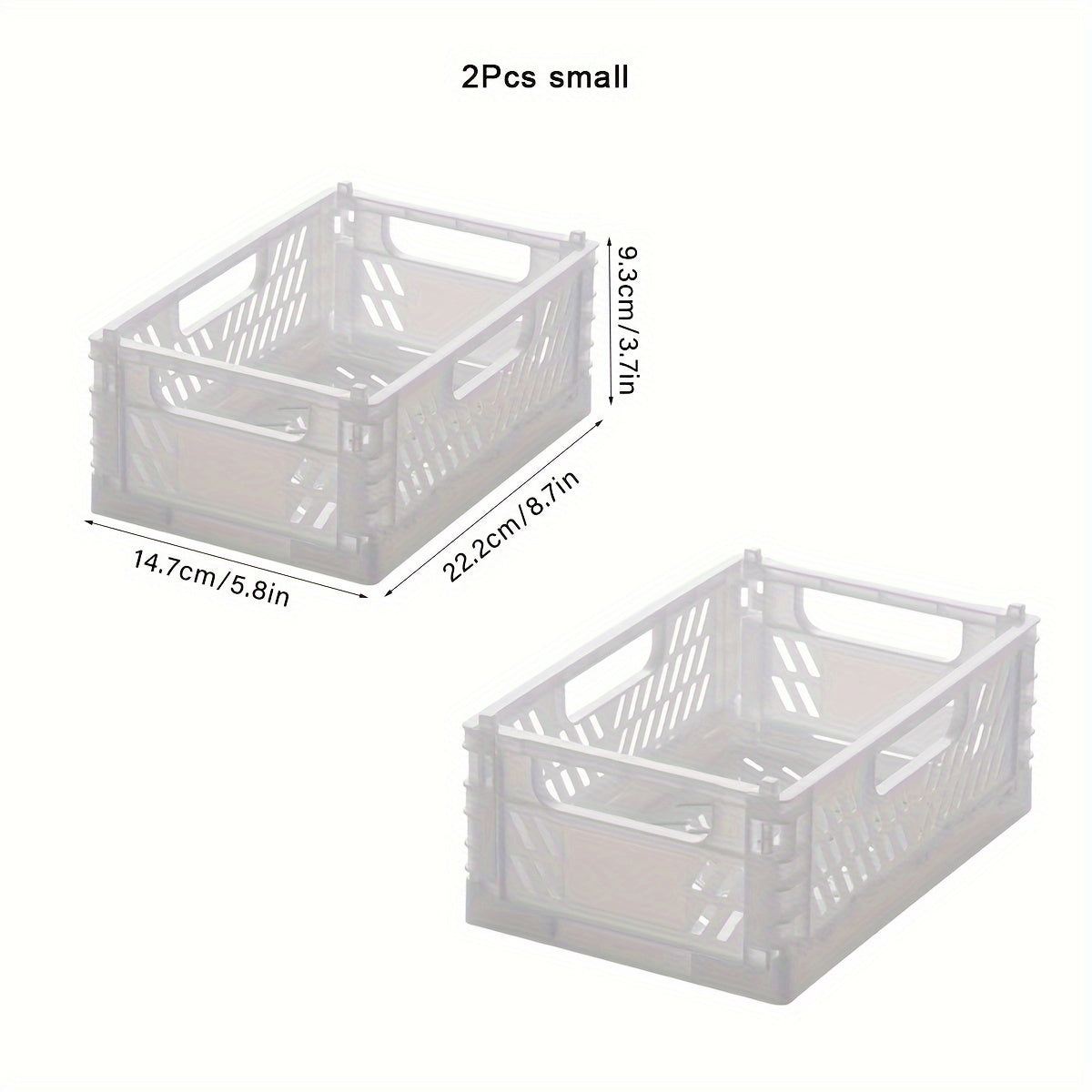 2-Pack Plastic Folding Storage Baskets with Handles, Stackable Organizers for Home - Mixed Color