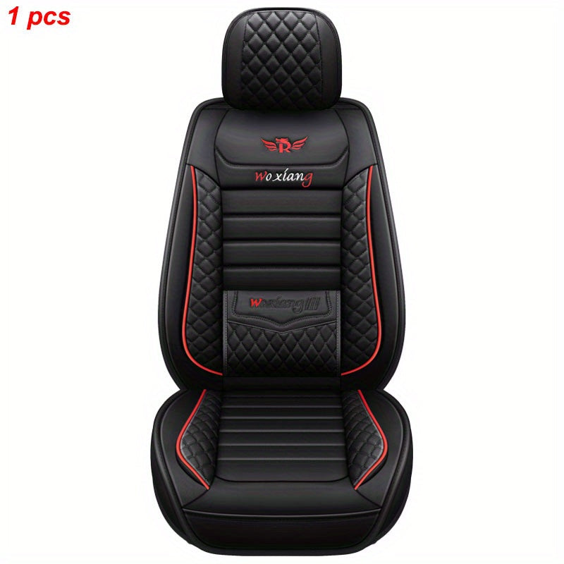 One-piece PU leather car seat cover with sponge filling for driver comfort and protection. Hand washable for easy maintenance on sedan, SUV, or pick-up truck front seats.